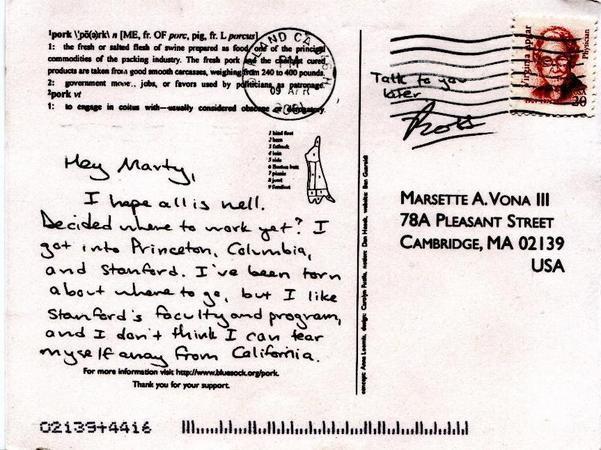 A Porkcard from Ross (back)